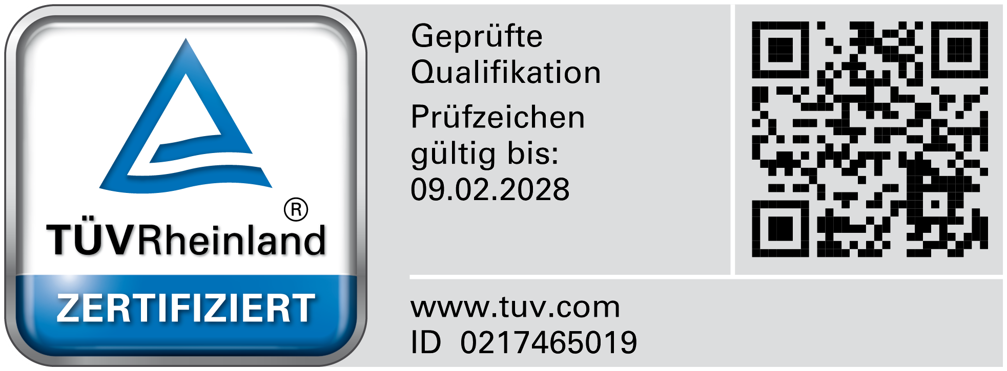 TÜV Rheinland — geprüfte Qualifikation